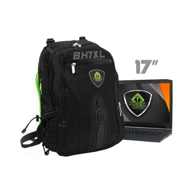 KeepOut - BK7GXL mochila Negro, Verde Imitación piel, Nylon