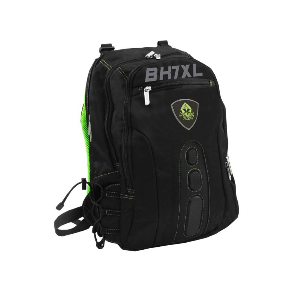KeepOut - BK7GXL mochila Negro, Verde Imitación piel, Nylon