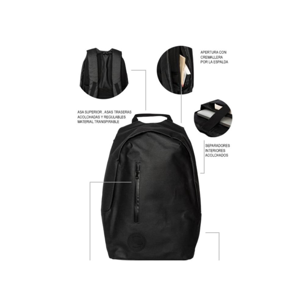 Smile - Mochila Antirrobo Impermeable para Portátil hasta 16 pulgadas The Rock con Puerto USB color Negro