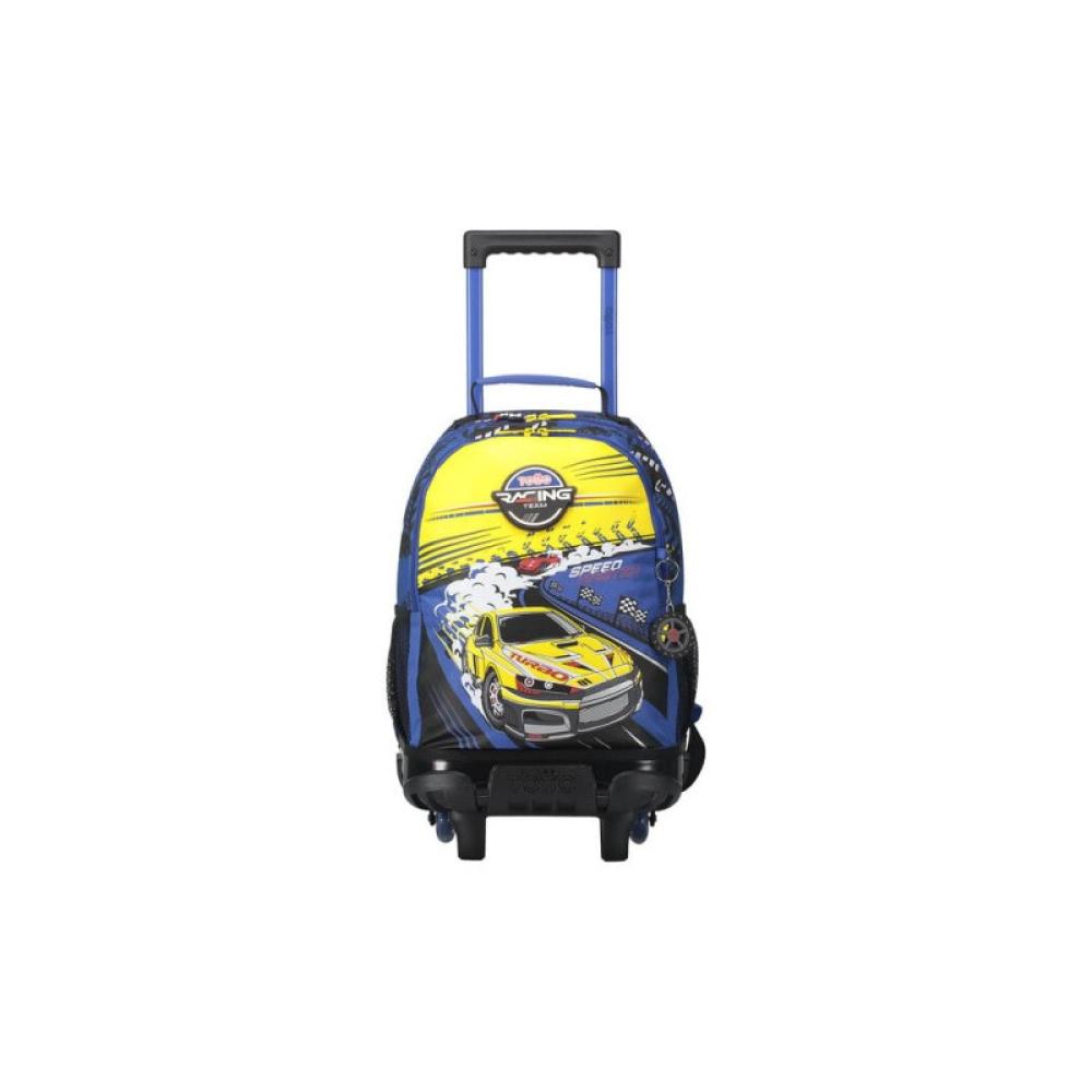 Totto - MOCHILA ESCOLAR CON RUEDAS MEDIANA DE CARRERAS DE COCHES TOTTO MJ03VLC005-2310-6J7M