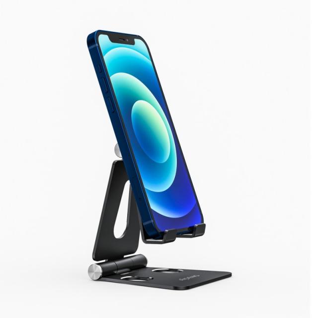 AISENS - Soporte De Sobremesa Tamaño M Ajustable (2 Pivotes) Para Movil / Tablet, Negro