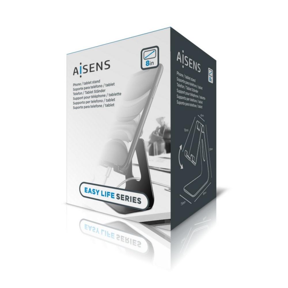 AISENS - Soporte De Sobremesa Tamaño M Ajustable (1 Pivote) Para Movil / Tablet, Gris
