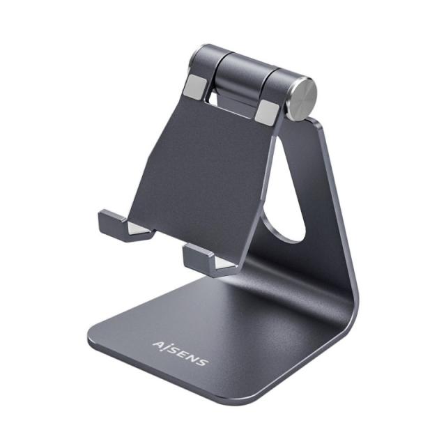 AISENS - Soporte De Sobremesa Tamaño M Ajustable (1 Pivote) Para Movil / Tablet, Gris