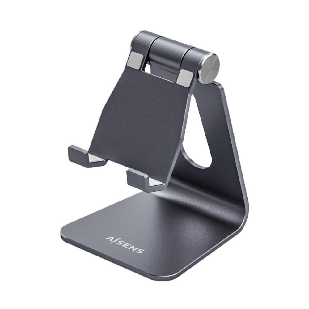 AISENS - Soporte De Sobremesa Tamaño M Ajustable (1 Pivote) Para Movil / Tablet, Gris