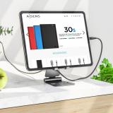 AISENS - Soporte De Sobremesa Tamaño XL Ajustable (2 Pivotes) Para Movil / Tablet, Gris