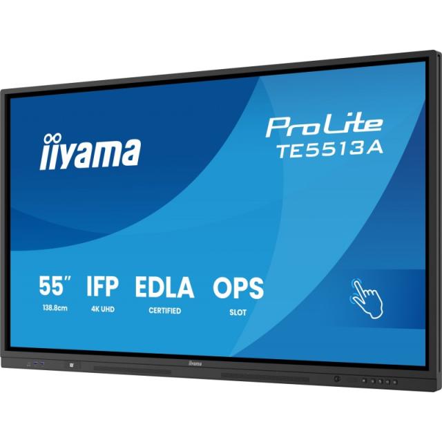 iiyama - TE6513A-B1AG pantalla de señalización Panel plano interactivo 163,8 cm (64.5") Wifi 500 cd / m² 4K Ultra HD Negro Panta