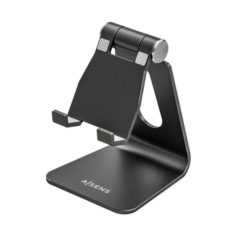 AISENS - Soporte De Sobremesa Tamaño M Ajustable (1 Pivote) Para Movil / Tablet, Negro