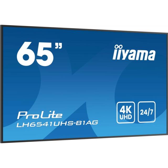 iiyama - LH6541UHS-B1AG pantalla de señalización 163,8 cm (64.5") LCD 500 cd / m² 4K Ultra HD Negro 24/7
