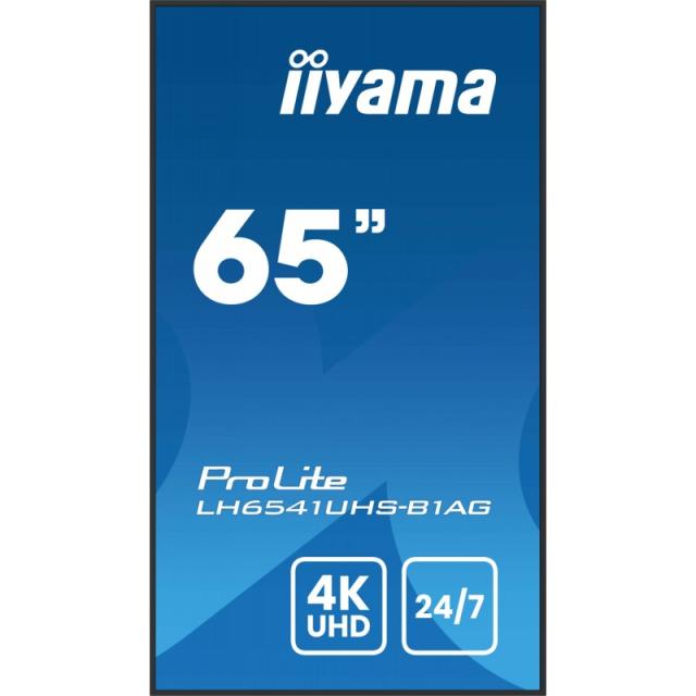 iiyama - LH6541UHS-B1AG pantalla de señalización 163,8 cm (64.5") LCD 500 cd / m² 4K Ultra HD Negro 24/7