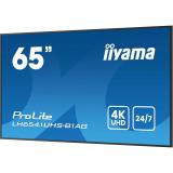 iiyama - LH6541UHS-B1AG pantalla de señalización 163,8 cm (64.5") LCD 500 cd / m² 4K Ultra HD Negro 24/7
