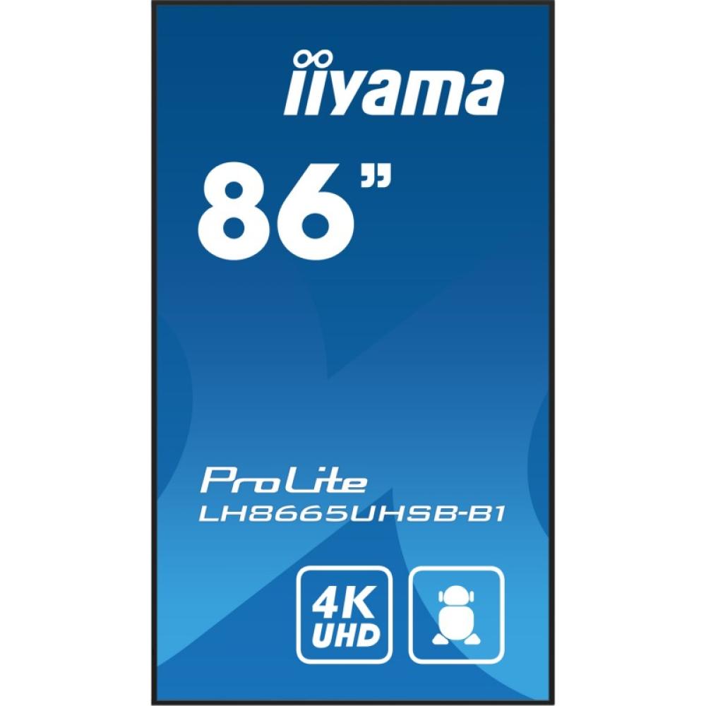 iiyama - LH8665UHSB-B1 pantalla de señalización Diseño de quiosco 2,18 m (86") LED Wifi 800 cd / m² 4K Ultra HD Negro Procesador