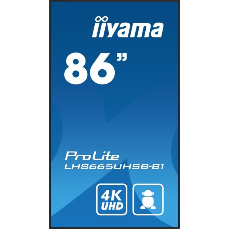 iiyama - LH8665UHSB-B1 pantalla de señalización Diseño de quiosco 2,18 m (86") LED Wifi 800 cd / m² 4K Ultra HD Negro Procesador