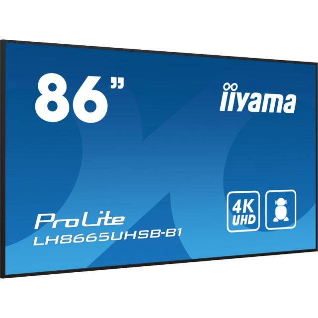 iiyama - LH8665UHSB-B1 pantalla de señalización Diseño de quiosco 2,18 m (86") LED Wifi 800 cd / m² 4K Ultra HD Negro Procesador