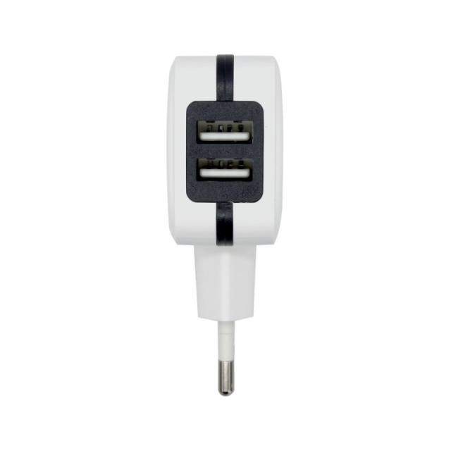 AISENS - Cargador USB 17W 5V/3.4A, 2xUSB Con Control AI, Blanco
