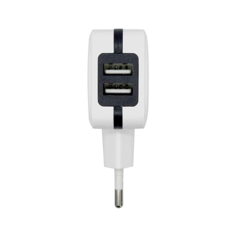 AISENS - Cargador USB 17W 5V/3.4A, 2xUSB Con Control AI, Blanco