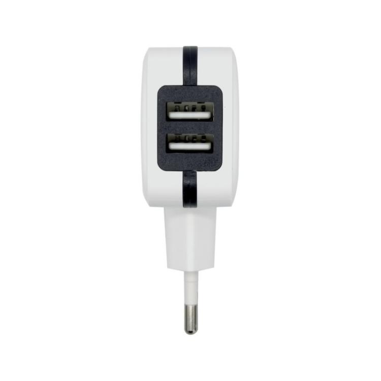 AISENS - Cargador USB 17W 5V/3.4A, 2xUSB Con Control AI, Blanco