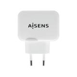 AISENS - Cargador USB 17W 5V/3.4A, 2xUSB Con Control AI, Blanco