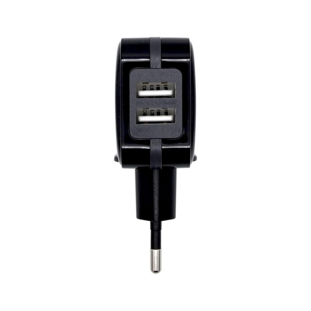 AISENS - Cargador USB 17W 5V/3.4A, 2xUSB Con Control AI, Negro