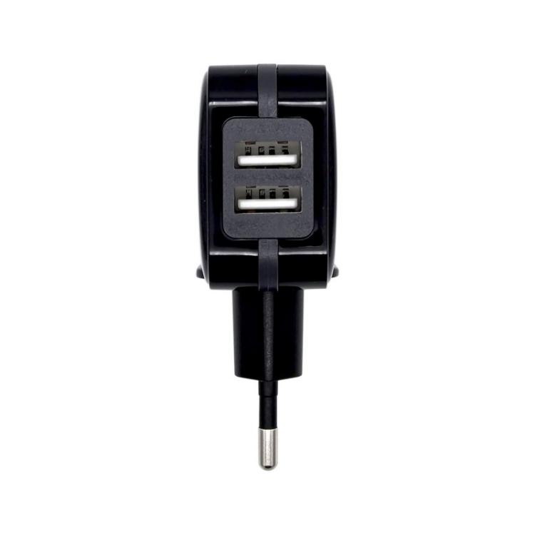 AISENS - Cargador USB 17W 5V/3.4A, 2xUSB Con Control AI, Negro