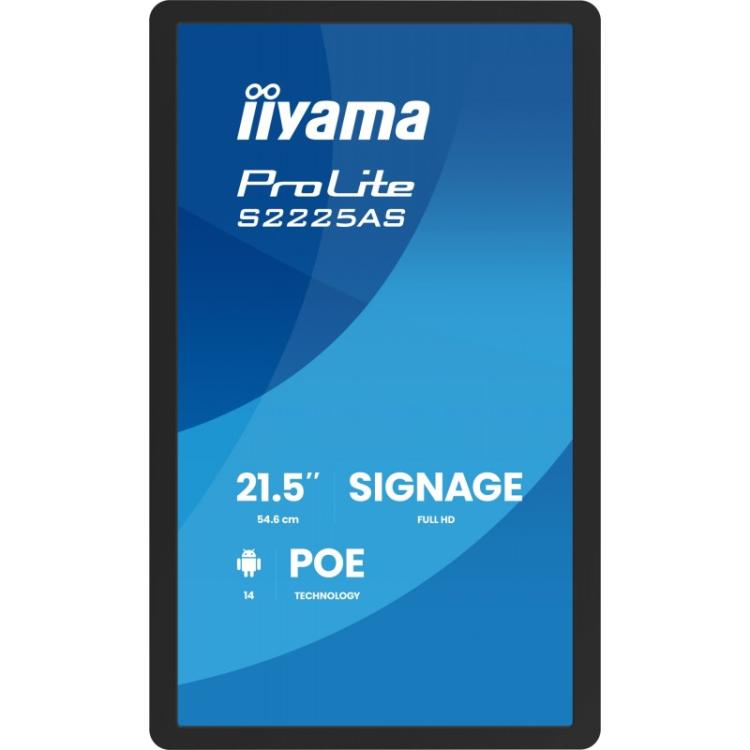 iiyama - ProLite S2225AS-B1P Pantalla plana para señalización digital 54,6 cm (21.5") LCD Wifi 500 cd / m² Full HD Negro Procesa