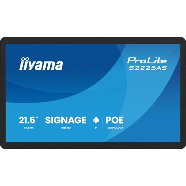 iiyama - ProLite S2225AS-B1P Pantalla plana para señalización digital 54,6 cm (21.5") LCD Wifi 500 cd / m² Full HD Negro Procesa