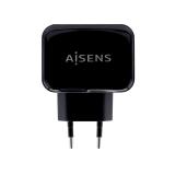 AISENS - Cargador USB 17W 5V/3.4A, 2xUSB Con Control AI, Negro