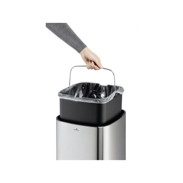 Durable - NO TOUCH 35L Rectangular Acero inoxidable Negro, Plata