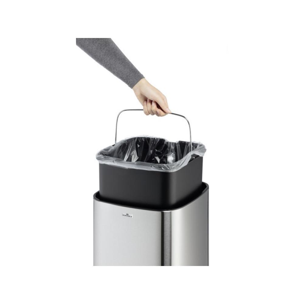 Durable - NO TOUCH 35L Rectangular Acero inoxidable Negro, Plata