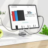 AISENS - Soporte De Sobremesa Tamaño XL Ajustable (2 Pivotes) Para Movil / Tablet, Plata