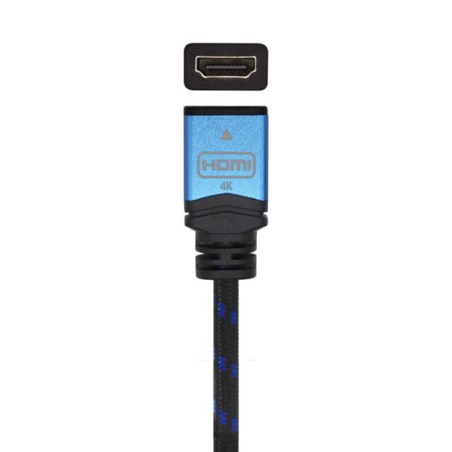 AISENS - Cable HDMI V2.0 Prolongador Premium Alta Velocidad / HEC 4K@60Hz 18Gbps, A/M-A/H, Negro/Azul, 2.0m