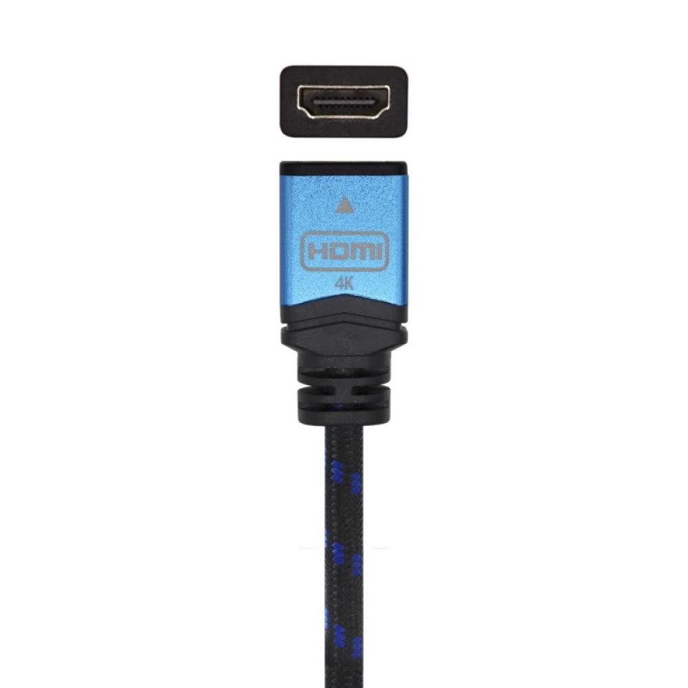 AISENS - Cable HDMI V2.0 Prolongador Premium Alta Velocidad / HEC 4K@60Hz 18Gbps, A/M-A/H, Negro/Azul, 2.0m