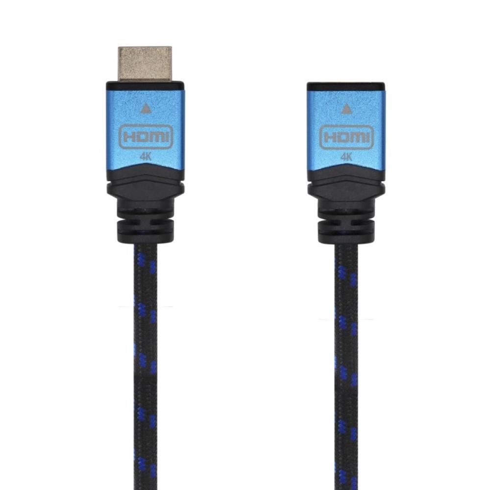 AISENS - Cable HDMI V2.0 Prolongador Premium Alta Velocidad / HEC 4K@60Hz 18Gbps, A/M-A/H, Negro/Azul, 3.0m