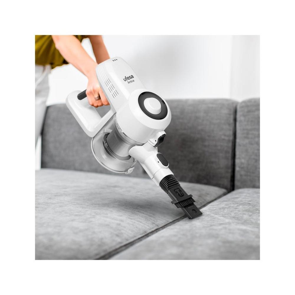 Ufesa - 81405765 aspiradora de pie y escoba eléctrica 2-in-1 stick vacuum Batería Secar HEPA Sin bolsa 13,5 W Negro, Blanco