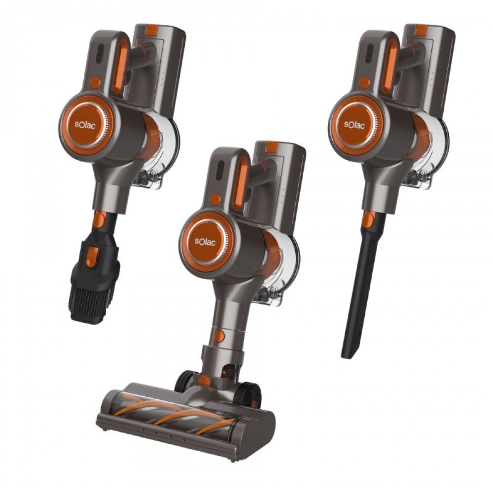 Solac - Turbobat Expert Pro Aspiradora escoba 2 en 1 Batería Secar Ciclónico, HEPA Sin bolsa 1 L 150 W Gris, Naranja