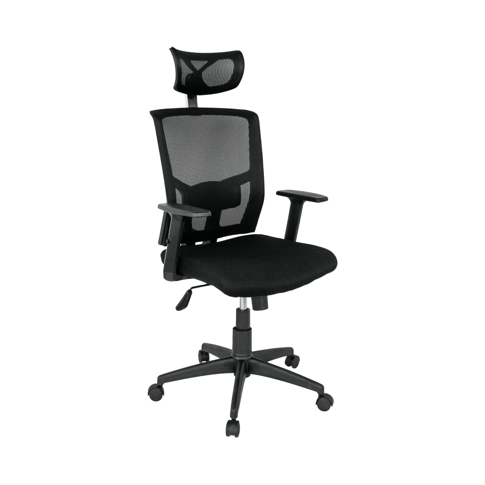 Sillón de oficina ESTAMBUL, ergonómico, basculante, malla negra, asiento tejido negro