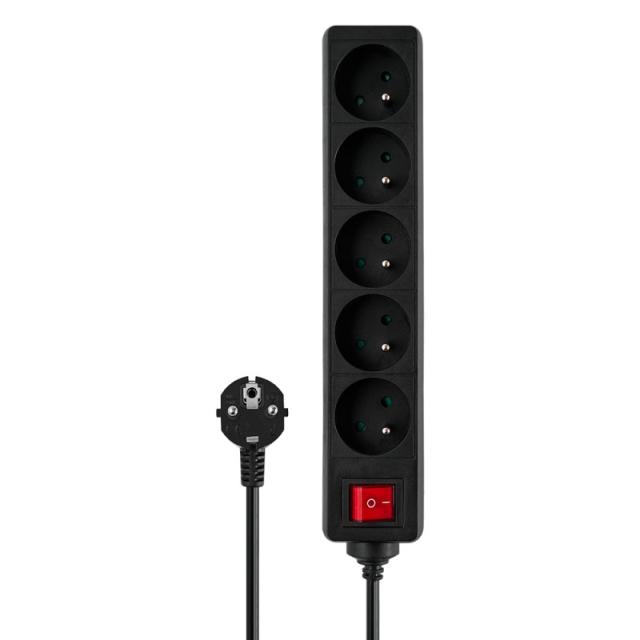 Savio - LZ-01 Listwa zasilajca, 5 gniazd, 1,5m 5 salidas AC Tipo C 2500 W Negro