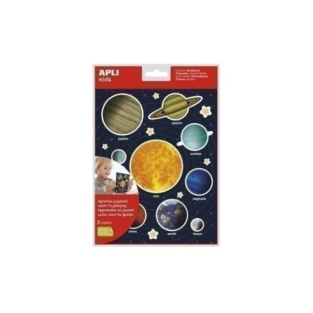 APLI - Blister 40Gomets gomets removibles planetas. 2 hojas 15173