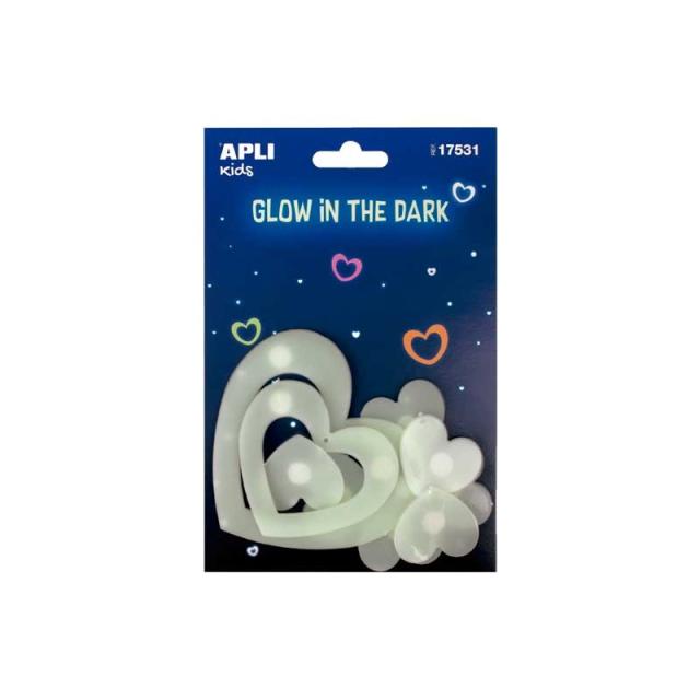 APLI Kids - Glow in the dark etiqueta decorativa engomada Plástico Blanco Permanente 9 pieza(s) - 17531
