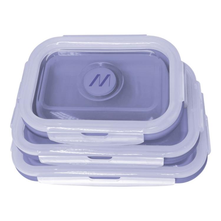 Muitomas - LUNCHBOXSETVL fiambrera Conjunto de fiambrera y bidón reutilizable Plástico, Silicona Violeta 3 pieza(s)