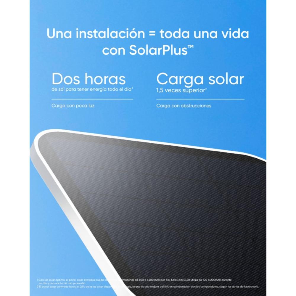 Eufy - SoloCam S340, cámara solar de seguridad, cámara exterior inalámbrica, vigilancia de 360°, sin puntos ciegos, Wi - Fi 2,4
