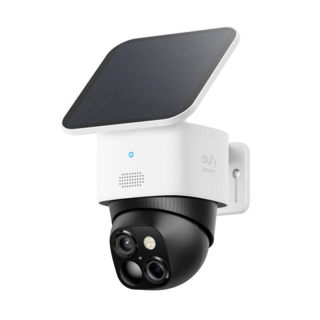 Eufy - SoloCam S340, cámara solar de seguridad, cámara exterior inalámbrica, vigilancia de 360°, sin puntos ciegos, Wi - Fi 2,4