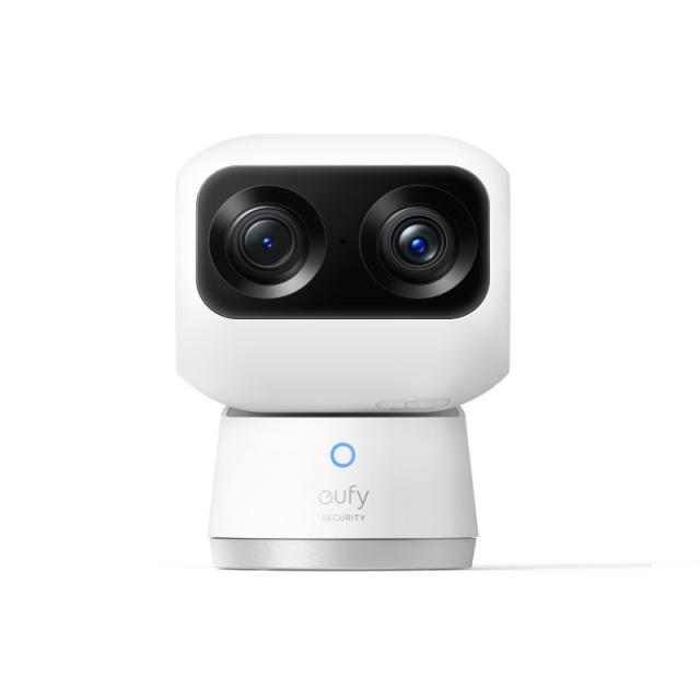 Eufy - Security Indoor Cam S350, cámara doble, cámara de seguridad con resolución 4K UHD, zoom de 8× y PTZ de 360°, IA para pers