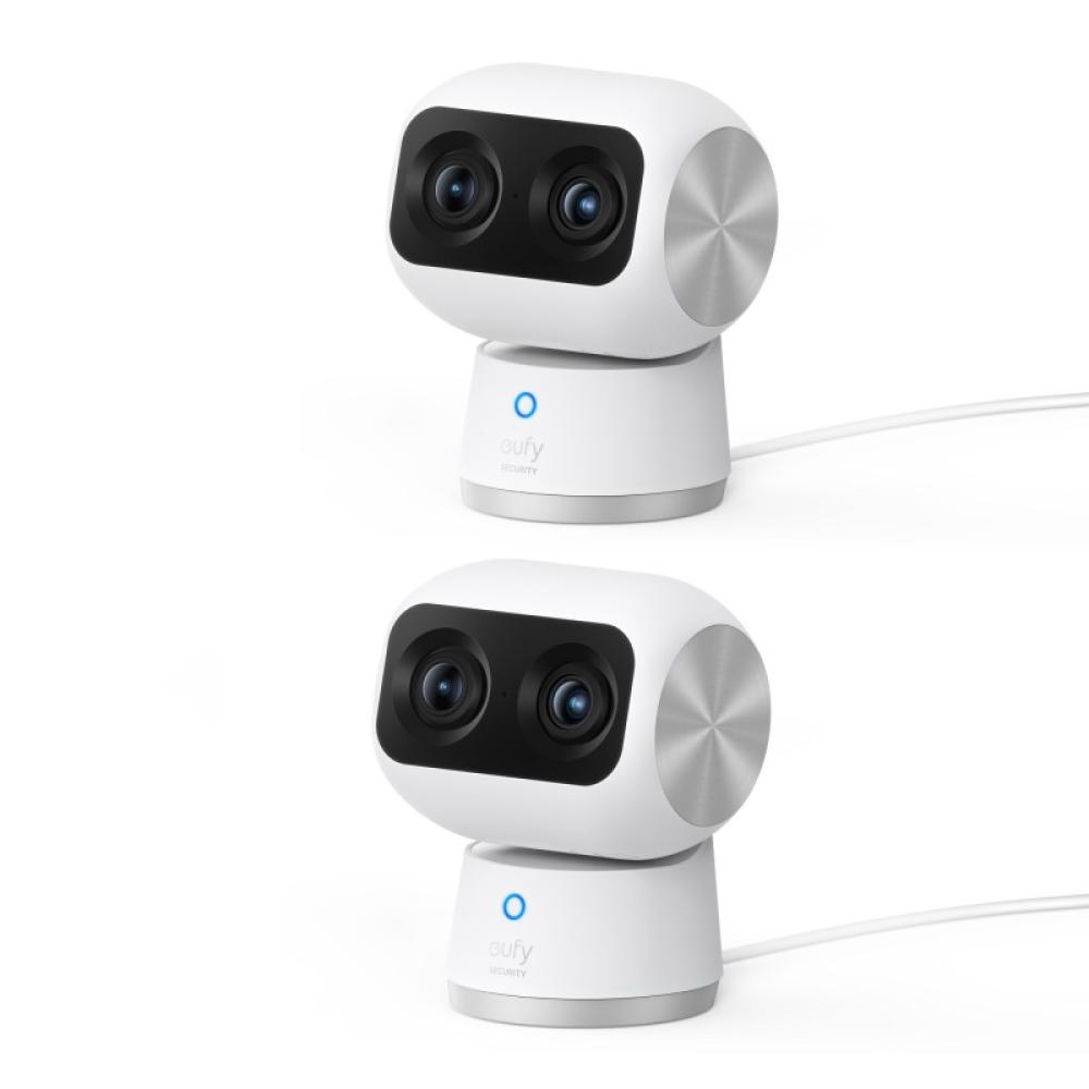 Eufy - Security Indoor Cam S350, cámara doble, cámara de seguridad con resolución 4K UHD, zoom de 8× y PTZ de 360°, IA para pers