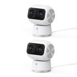 Eufy - Security Indoor Cam S350, cámara doble, cámara de seguridad con resolución 4K UHD, zoom de 8× y PTZ de 360°, IA para pers