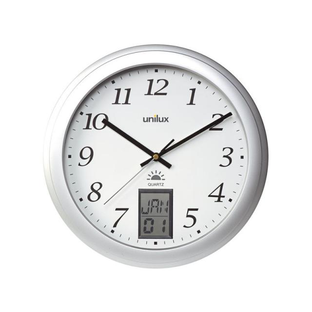 Unilux - 100340853 reloj de mesa o pared Reloj de cuarzo Alrededor Metálico, Plata