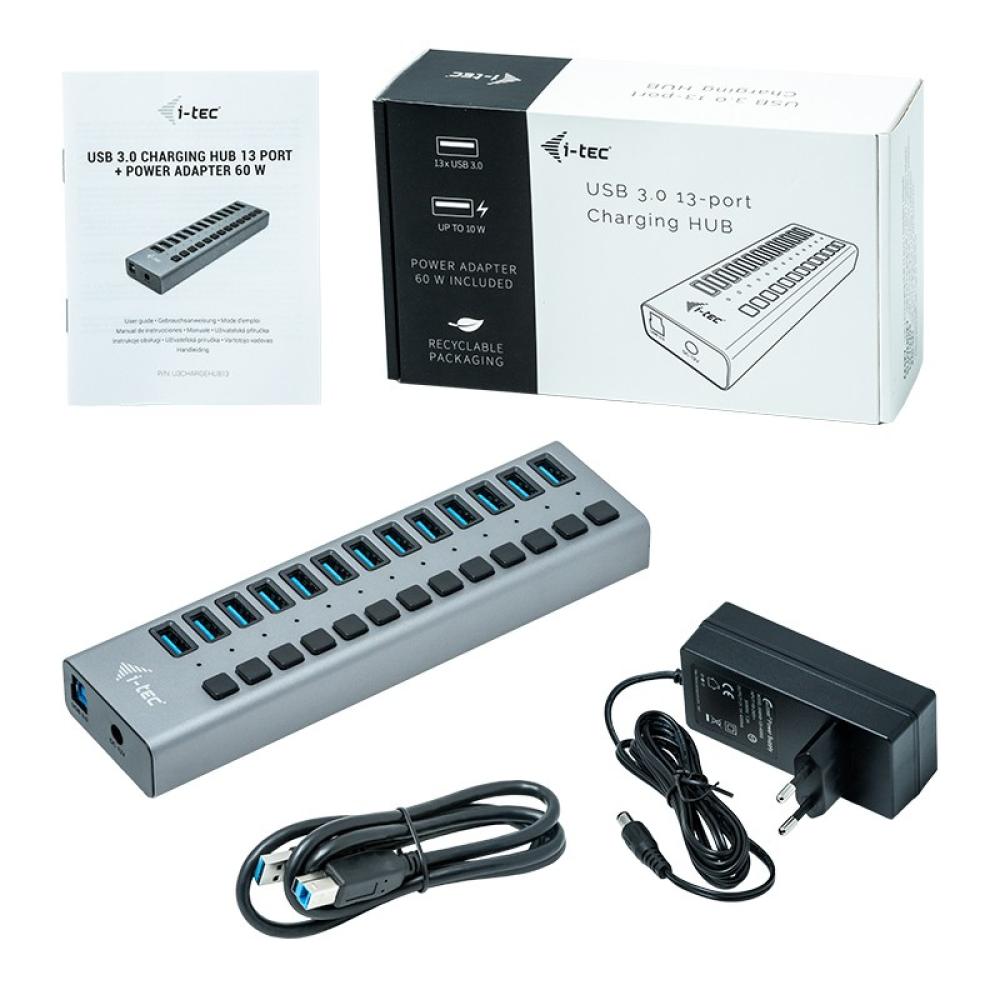 i-tec - USB 3.0 Charging HUB 13port + Power Adapter 60 W