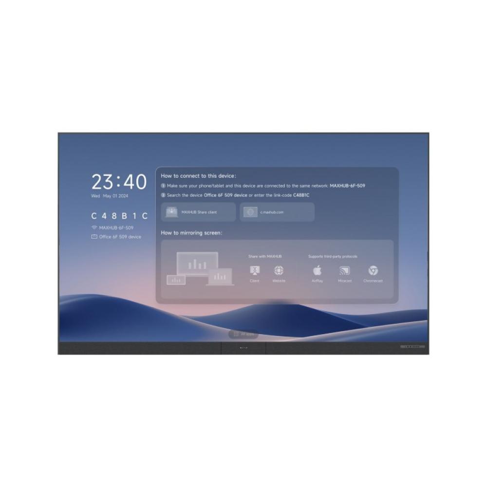 MAXHUB - LX138V07 pantalla para sala de reuniones 3,51 m (138") 1920 x 1080 Pixeles LED Wi-Fi 6 (802.11ax) Negro Bluetooth