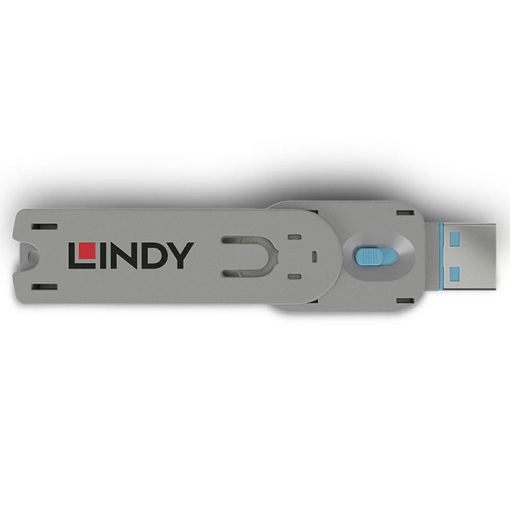 Lindy - 40622 bloqueador de puerto Llave de bloqueador de puerto USB tipo A Azul Acrilonitrilo butadieno estireno (ABS) 1 pieza(