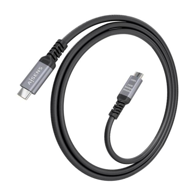 AISENS - Cable USB4 Gen3x2 Aluminio 40Gbps 8K@60Hz 5A 48V 240W E-Mark, Tipo USB-C/M-USB-C/M, Negro, 1.5m - A156-0995