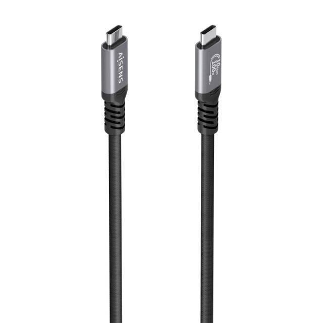 AISENS - Cable USB 3.2 Gen2 Aluminio 10Gbps 8K@30Hz 5A 100W E-Mark, Tipo USB-C/M-USB-C/M, Negro, 4.0m